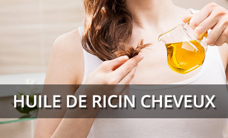application de l'huile de ricin sur les cheveux